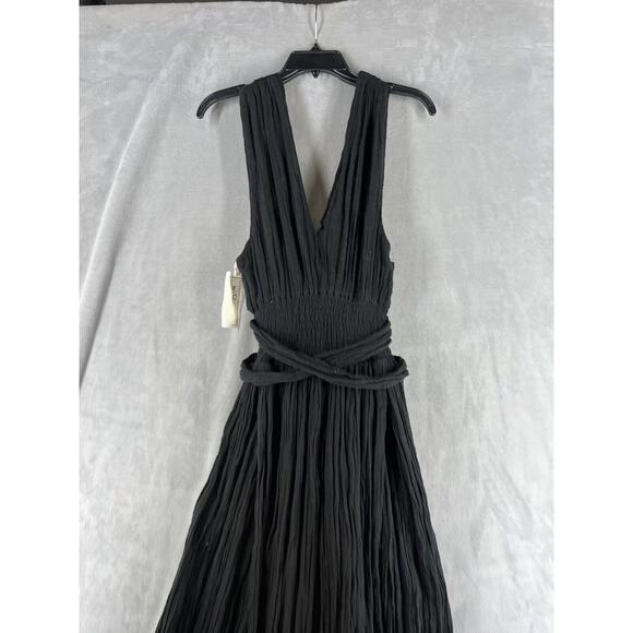 Free People Jen's Pirate Booty Prism Maxi Dress Size Large Black Double V -neck - Picture 4 of 11